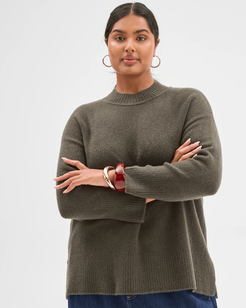 Plus Size Super Soft Jumper - Oregano | Target Australia