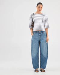 White/Navy Stripe