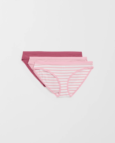 Lily Loves Australian Cotton 3 Pack Bikini Briefs - Cameo Pink Stripe ...
