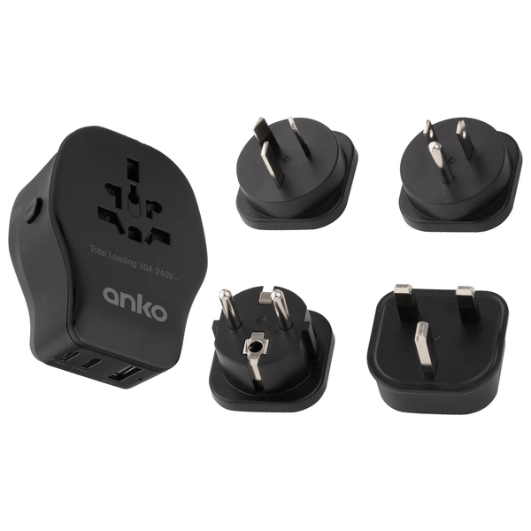 Anko Universal Multi-Plug Travel Adaptor - Black | Target Australia