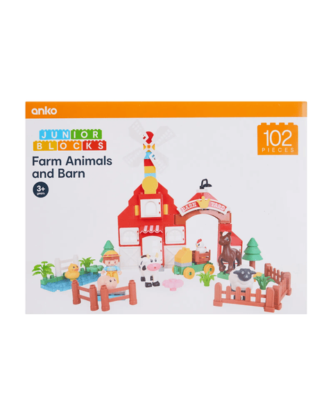 102 Piece Junior Blocks: Farm Animals and Barn | Target Australia