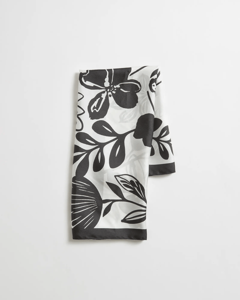 Square Silk Twill Scarf - Black / White Floral | Target Australia