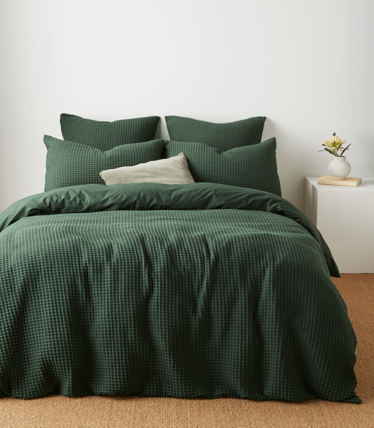 Australian Cotton Waffle Quilt Cover Set Dark Green Target Australia