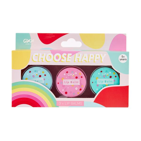 3 Piece Lip Balms, Choose Happy OXX Junior Target Australia