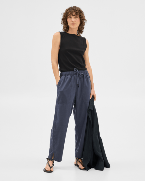 Yellow Slub Cotton Pant Straight