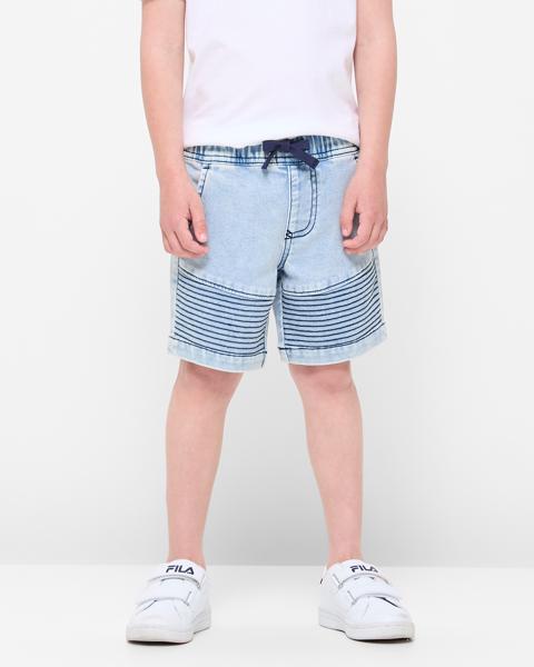 Liverpool Jeans Company Frayed Hem Pull-on Denim Shorts In Blue