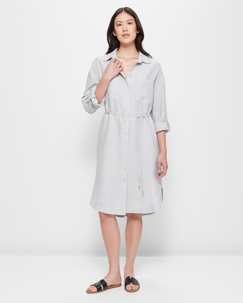 European Linen Midi Shirt Dress - Dusty Grey | Target Australia