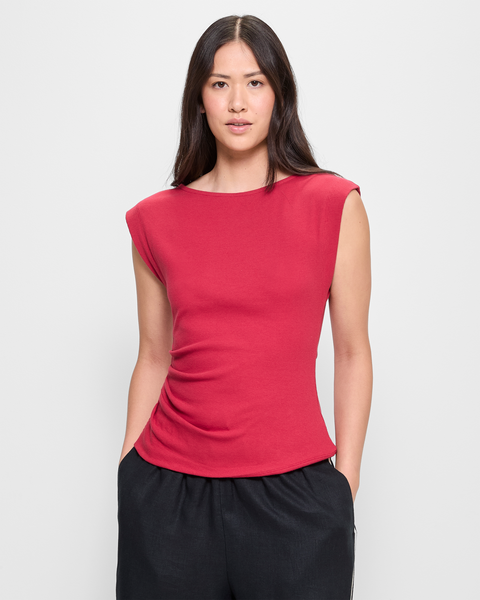 Australian Cotton Side Tuck Top - Claret Red | Target Australia