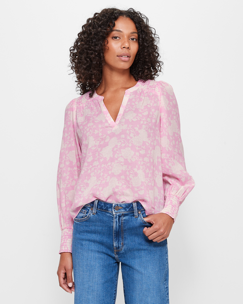 Shirred Yoke Grandad Shirt - Pink Floral | Target Australia