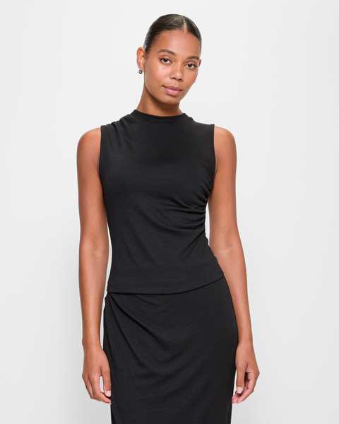Sleeveless Drape Tank Top - Preview - Black
