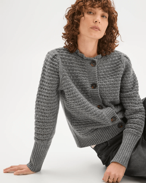 Basket Stitch Ruffle Neck Cardigan | Target Australia