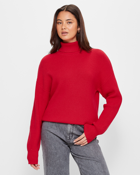 High Neck Slouchy Knit Jumper - Lily Loves - Red | Target Australia