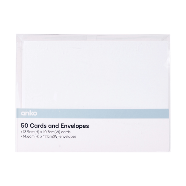 Cards and Envelopes, 50 Pack, White - Anko | Target Australia
