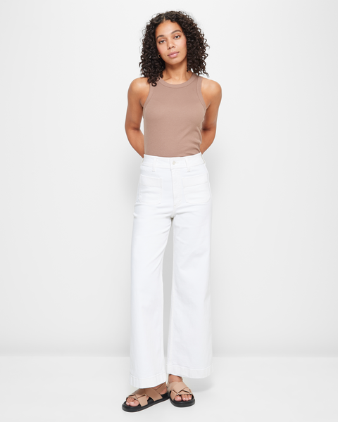 Mila Wide Leg Super High Rise Full Length Flat Front Denim Jeans