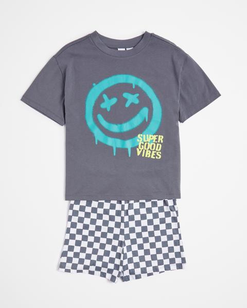 Boys Print Cotton Pyjama Set Face Check Target Australia