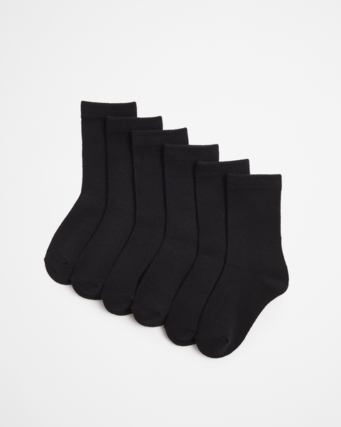 Maxx School Crew Socks 6 Pack - Black | Target Australia