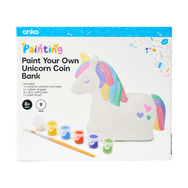 Paint Your Own Unicorn Coin Bank, 9 Pieces Anko Target Australia