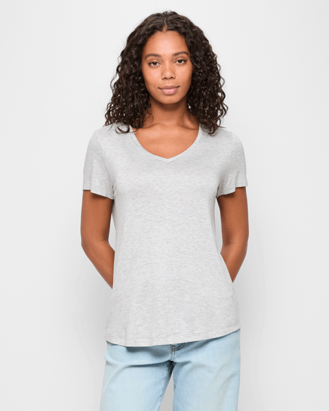 Short Sleeve V-Neck T-Shirt - Grey Marle | Target Australia