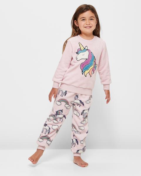 Print Fleece Pyjama Set Pink Unicorn Target Australia