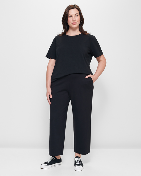 Plus Size Wide Leg Crop Ponte Pants | Target Australia