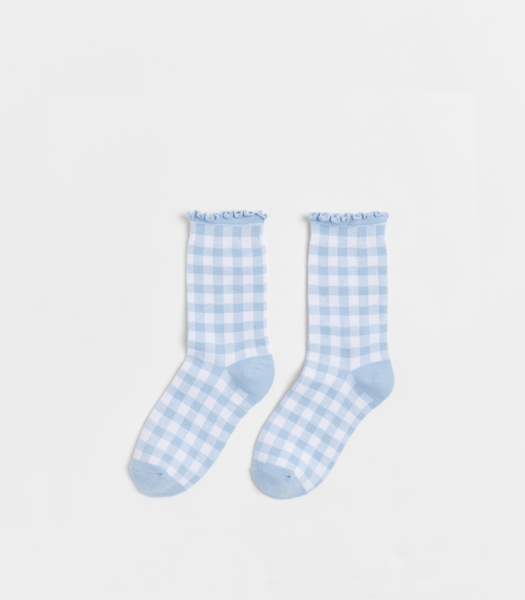 Novelty Kids Crew Socks 1 Pack Blue Checkered Target Australia