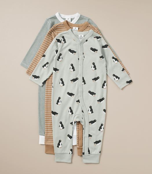 3 Pack Baby Organic Cotton Snap Coveralls Target Australia