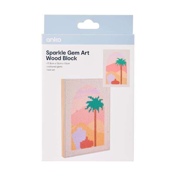 Sparkle Gem Art Wood Block, Palm Anko Target Australia