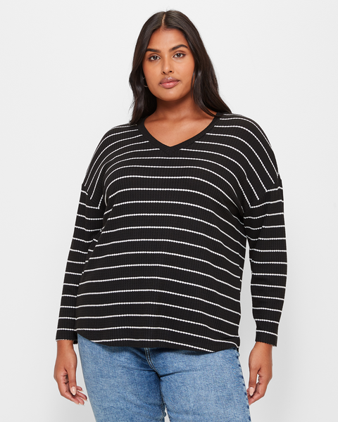 Plus Size V-Neck Waffle Top | Target Australia