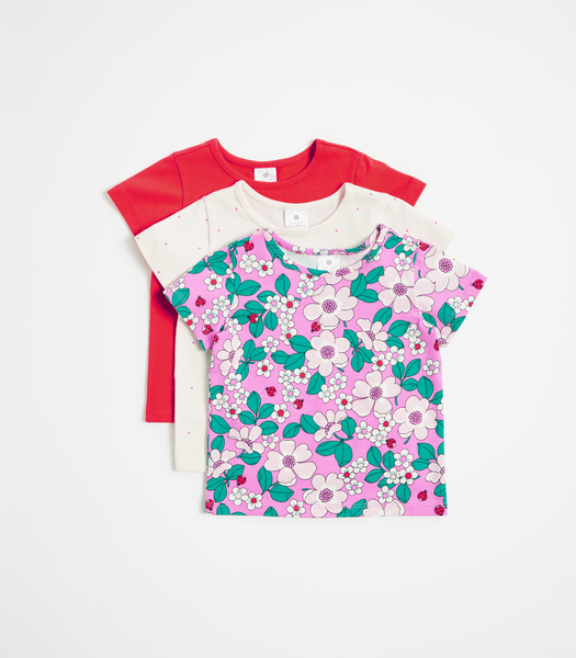 Baby Organic Cotton Print Tops 3 Pack - Ladybug | Target Australia