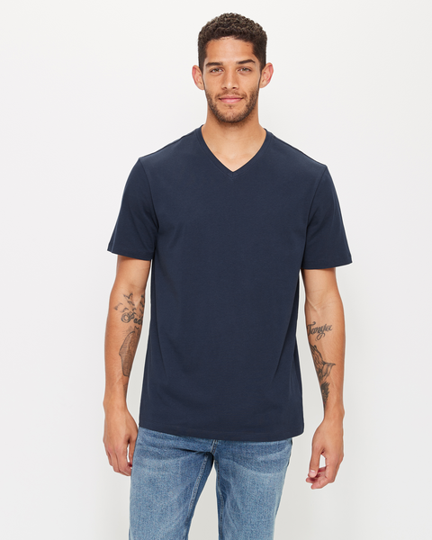 Australian Cotton V-Neck T-Shirt - Navy Blue | Target Australia
