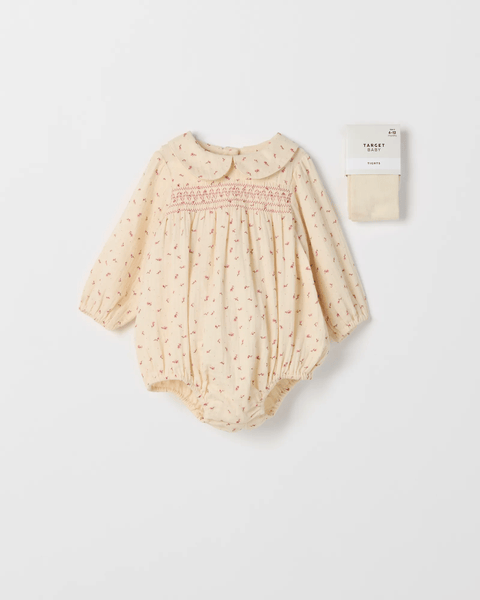Target 2682 Baby Ruched Collared Bodysuit and Tights 2 Piece Set | Target Australia