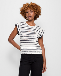 Cream/Navy Stripe