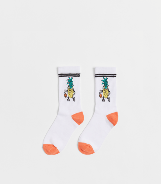 Novelty Kids Ribbed Crew Socks 1 Pack White Pineapple Target Australia