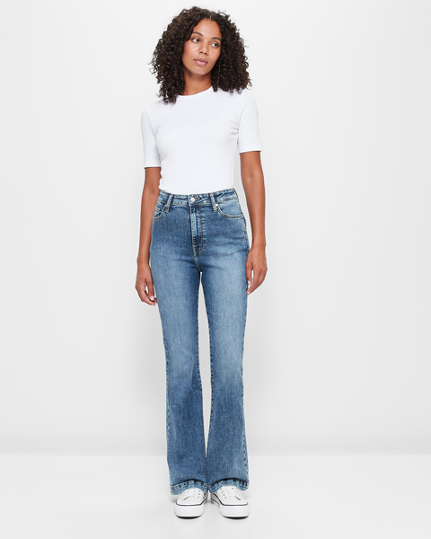 Super High Rise Full Length Flare Denim Jeans - Pacific Blue | Target ...