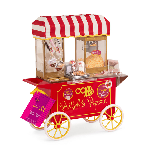 Our Generation Retro Pretzel & Popcorn Play Food Stand for 18 Dolls -  Poppin' Plenty Snack Cart