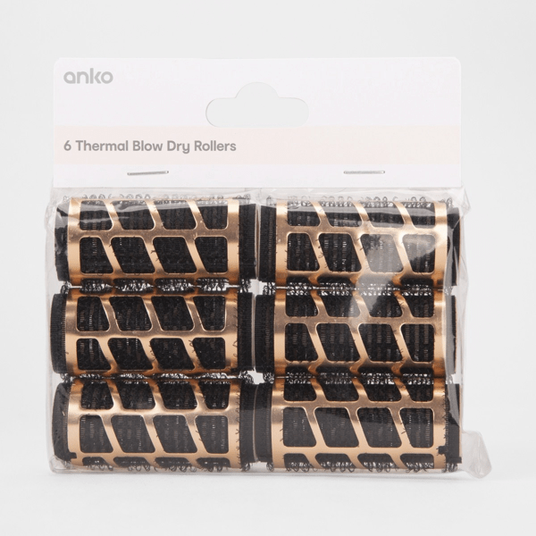 6 Pack Thermal Blow Dry Rollers Small, Black and Gold Look Target