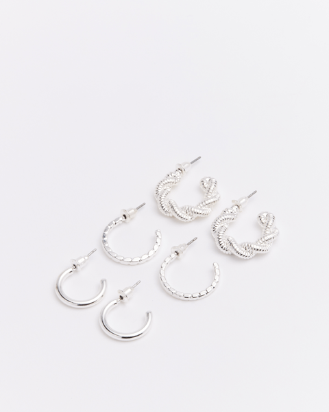 3 Pack Silver Hoop Earrings Target Australia