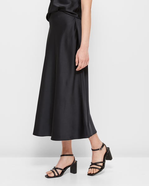 Midi Flare Slip Skirt Preview Black