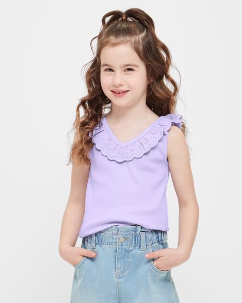 Rib Broderie Frill Tank | Target Australia