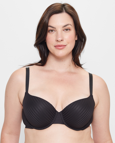 Plus Size Fuller Cup Stripe T Shirt Bra Black Target Australia