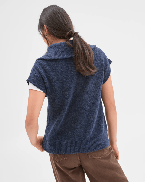 Lightweight Lofty Cable Knit Vest - Navy | Target Australia