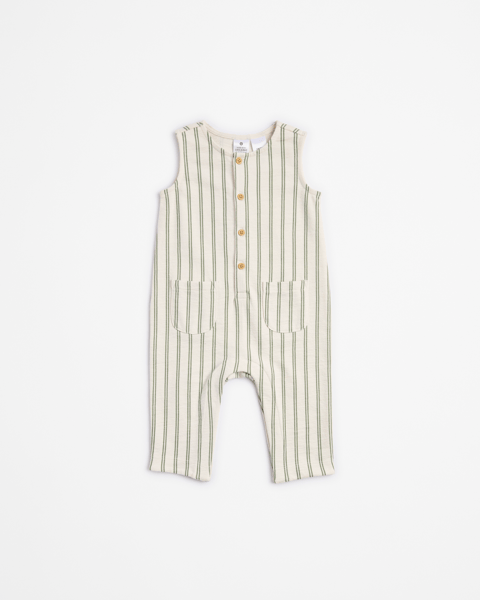 Babyhug 100% Cotton Knit Full Sleeves Striped Romper - Navy