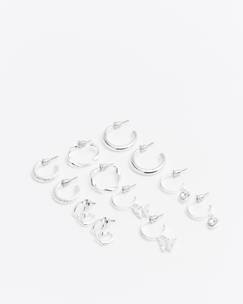 6 Pack Silver Butterfly Hoop Earrings Target Australia
