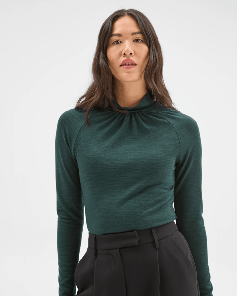 Preview Long Sleeve High Neck Drape Top - Mid Jade | Target Australia
