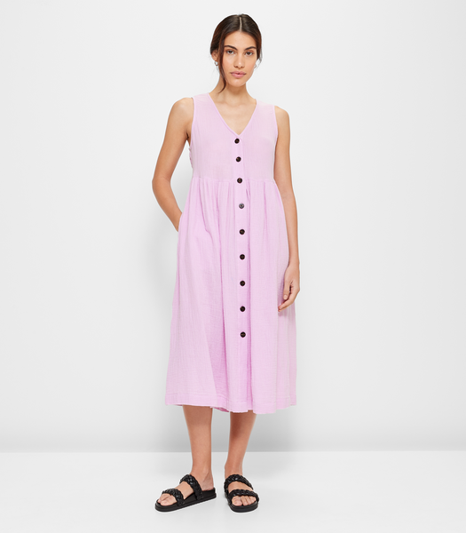 Double Cloth Button Through Midi Dress | Target Australia