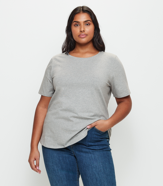 Curve Organic Cotton Short Sleeve Crew T-Shirt - Grey Marle | Target ...