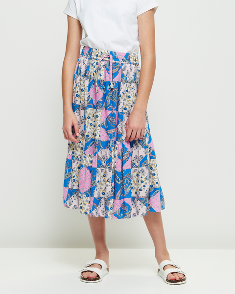 Linen Blend Patchwork Skirt | Target Australia