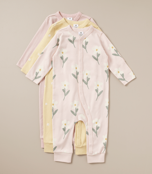 3 Pack Baby Organic Cotton Snap Coveralls Target Australia