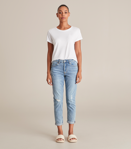 Tash Distressed Mid Rise Ankle Length Girlfriend Denim Jeans | Target ...