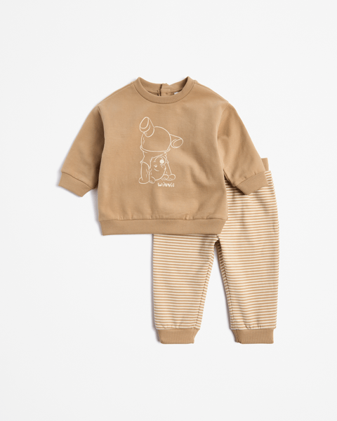 Babyhug Disney Terry Knit Full Length Track Pant with Winnie The Pooh Print - Multicolor